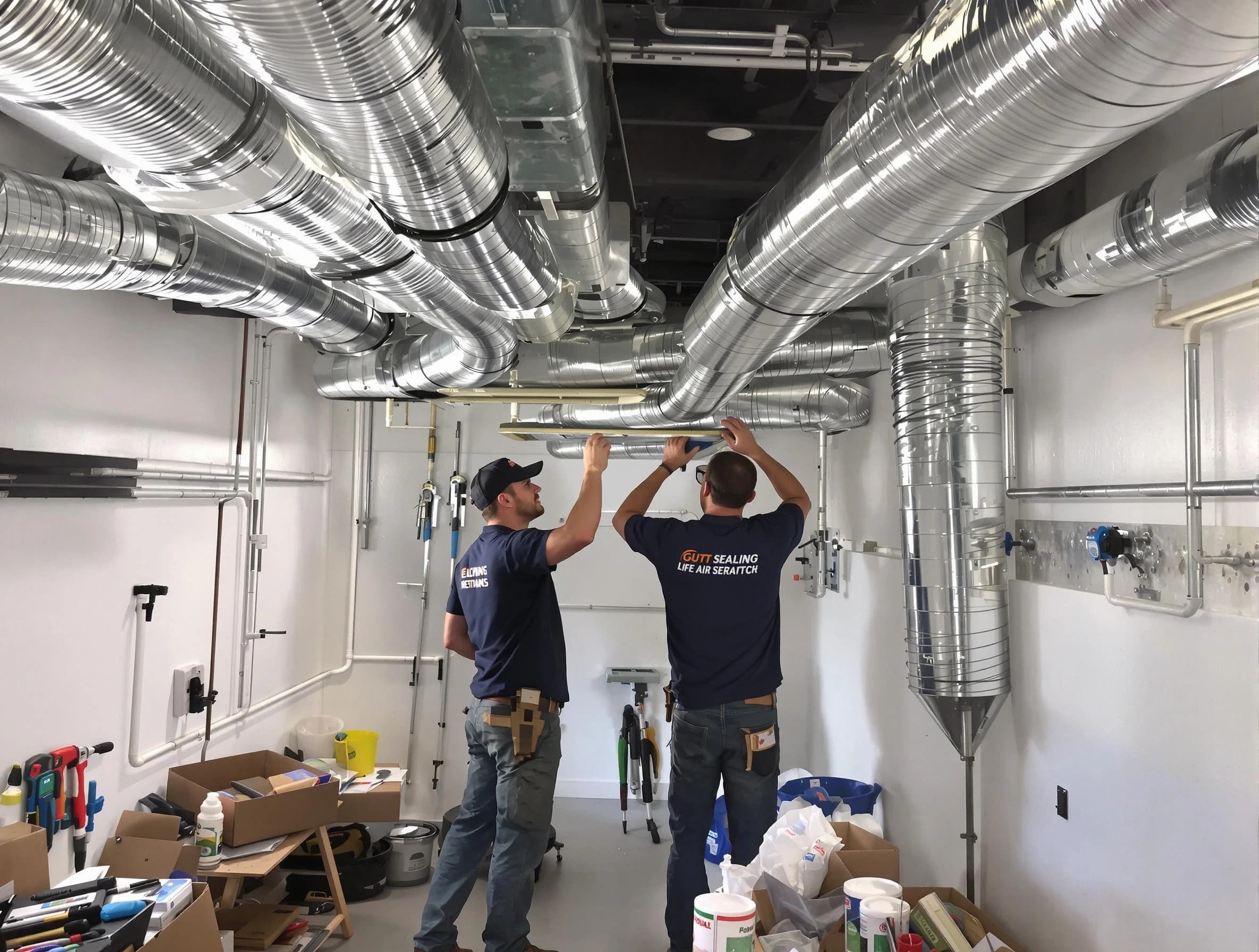 Bernalillo Air Duct Cleaning technician applying professional duct sealing solutions in Bernalillo