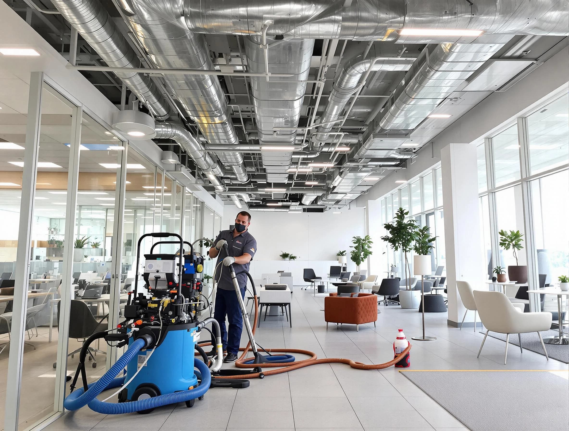 Bernalillo Air Duct Cleaning team conducting comprehensive commercial duct cleaning at a business location in Bernalillo