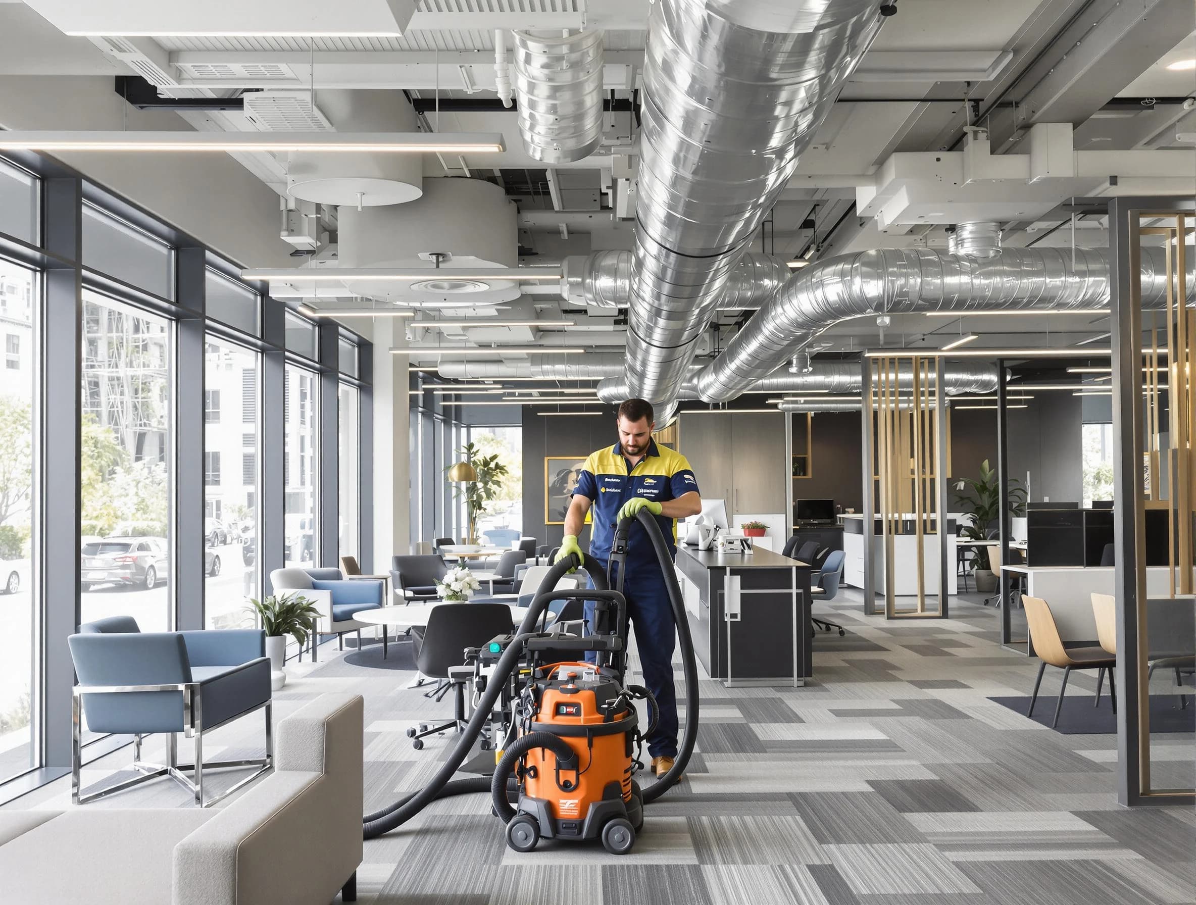 Bernalillo Air Duct Cleaning team performing thorough commercial duct cleaning at a Bernalillo business center