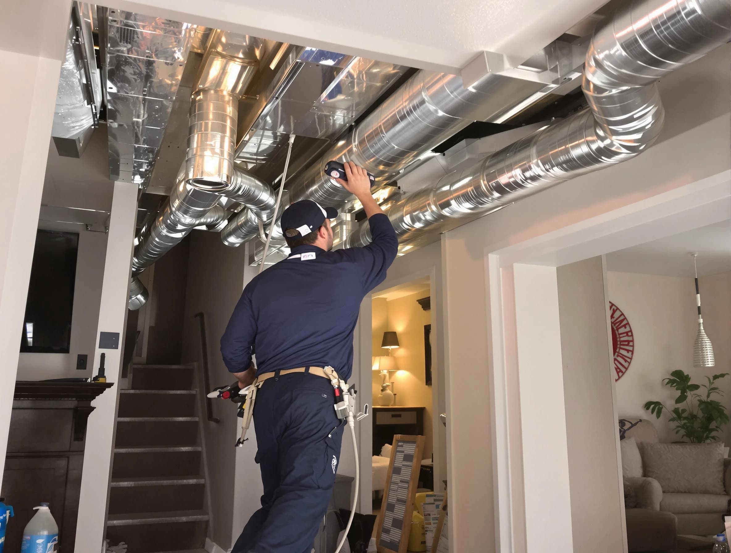 Bernalillo Air Duct Cleaning expert performing specialized duct cleaning in a mobile home in Bernalillo