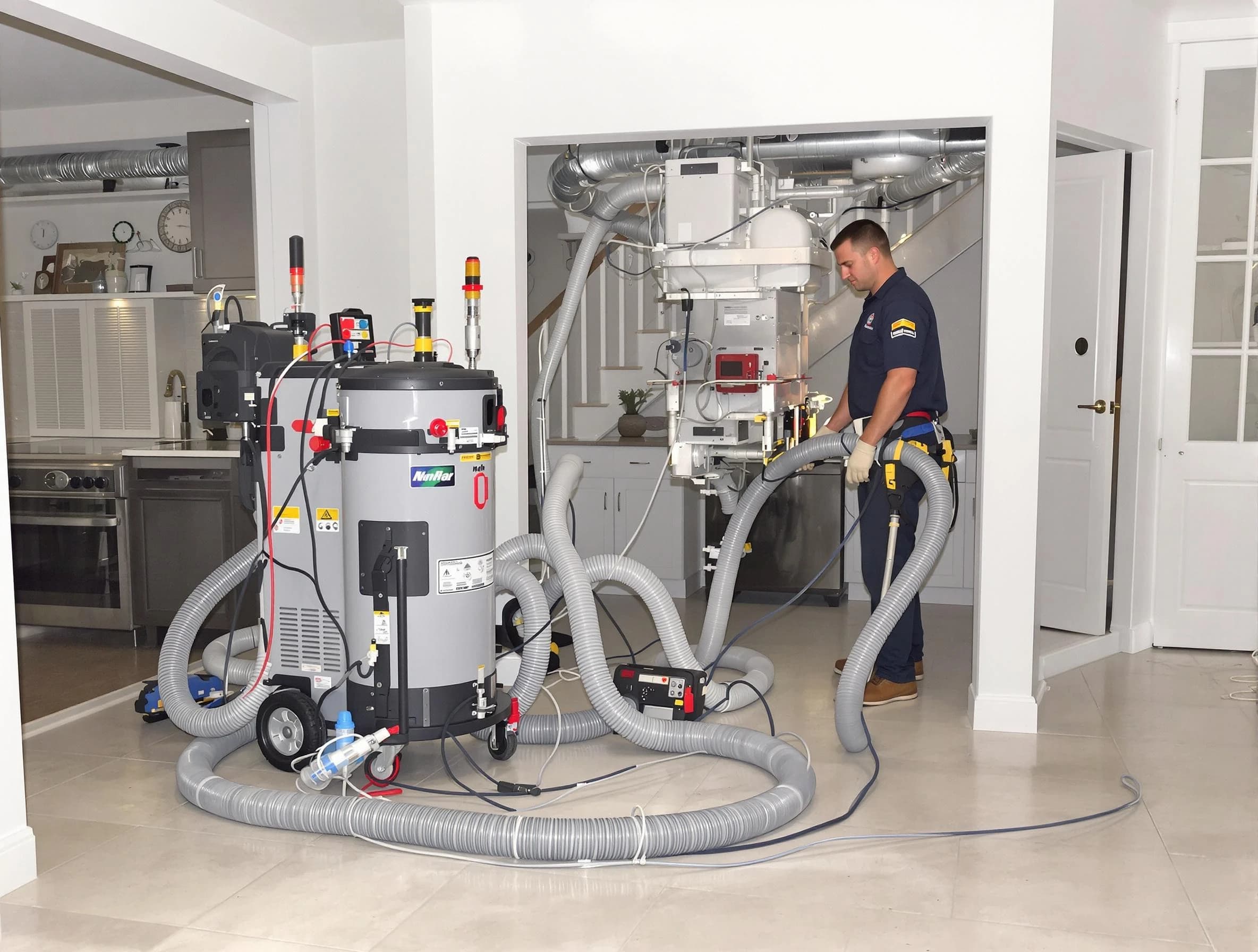 Bernalillo Air Duct Cleaning technician operating negative pressure cleaning equipment for thorough duct maintenance in Bernalillo